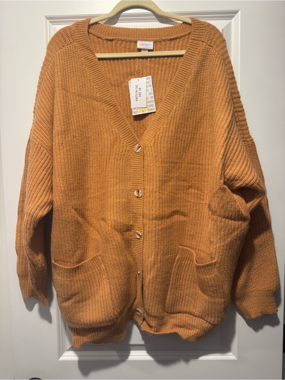 LuLaRoe Oversized Burnt Orange V-Neck Button Cardigan